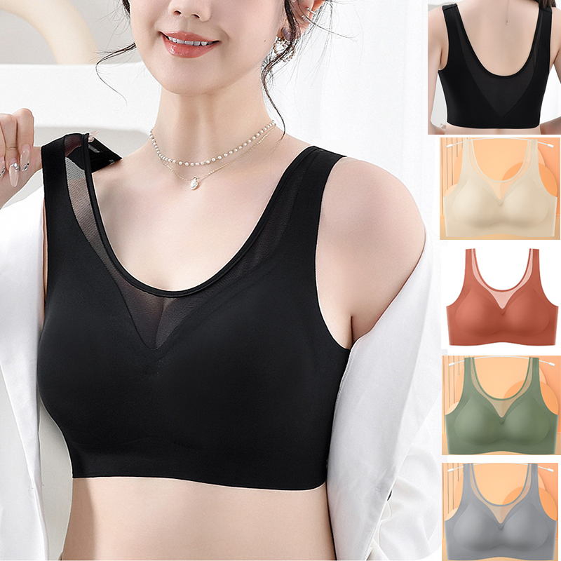 Mastectomy Bra Pocket - 1 個の女性のブラジャー痕跡通気性ブラジャーなし鋼リング通気性快適な大きいサイズの下着ベスト Bralette