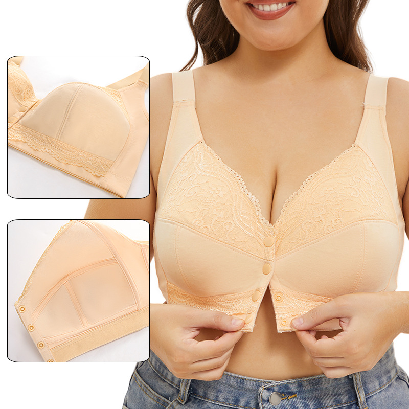 Plunge Bra Push Up - A-G カップ女性プラスサイズのブラジャーフロント閉鎖プッシュアップワイヤーフリーブラジャーセクシーなワイヤレスレース通気性 Bralette 下着ランジェリー