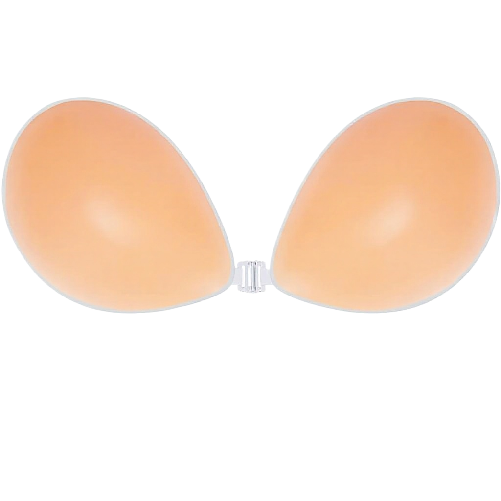Strapless Bra Adhesive - プッシュアップワイヤーレスソリッドシリコンブラ、再利用可能な粘着式、バックレスストラップレス、イブニング/ウェディング用