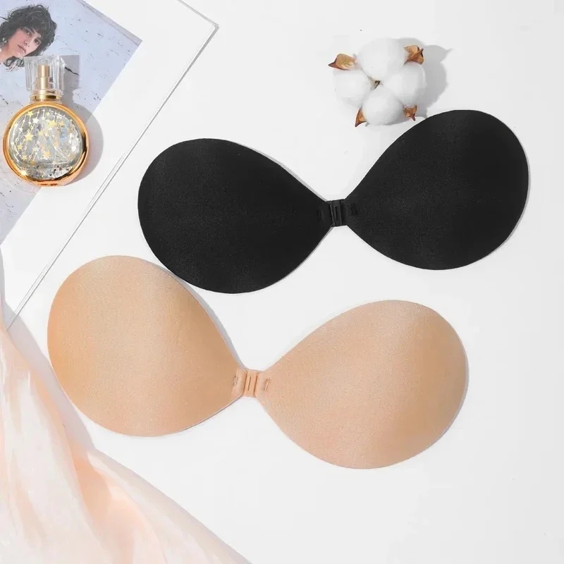 Strapless Bra Adhesive - 1/2/4個入り 女性用ブラジャー インビジブルプッシュアップブラ セルフアドヒーシブシリコン シームレスフロントクロージャー 粘着式バックレスストラップレスブラ