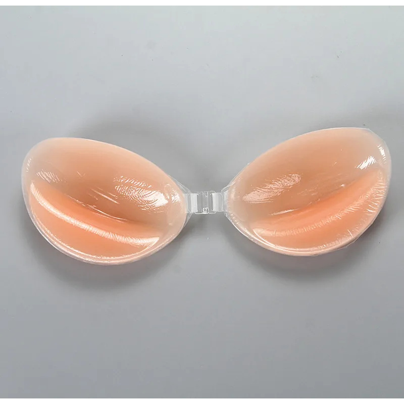 Strapless Bra Adhesive - NuBra シリコンブラ 女性用 - 粘着式バックレスストラップレスプッシュアップブラ、フロントクロージャー付き目に見えない粘着ジェルパッド