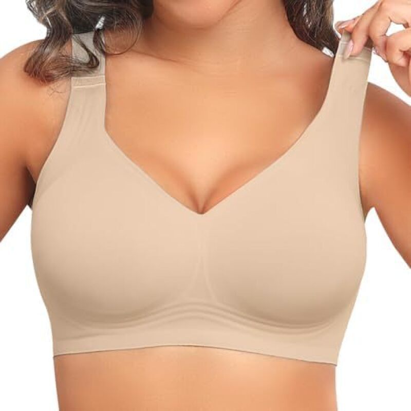 Mastectomy Bra Pocket - 女性用シームレスワイヤレスプッシュアップブラ、フルカバー、幅広ストラップ、背中を滑らかにする、ストラップ跡なし、サポート力のあるデイリーブラ