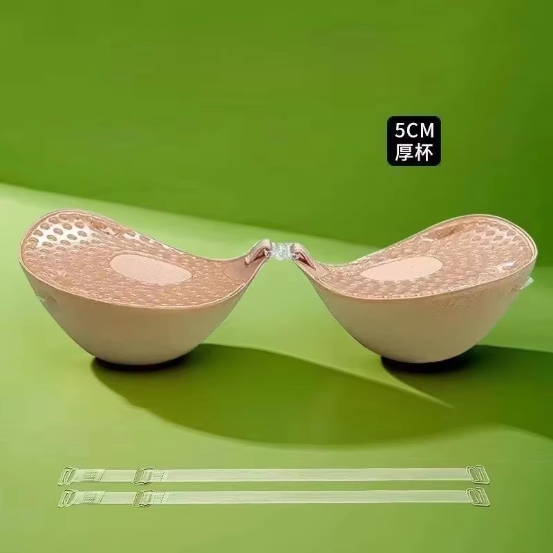 Strapless Bra Adhesive - 5cm厚の通気性のある粘着ブラ、シリコンニップルテープ、フロントプッシュアップブラ、再利用可能な見えないストラップレスチェストステッカー