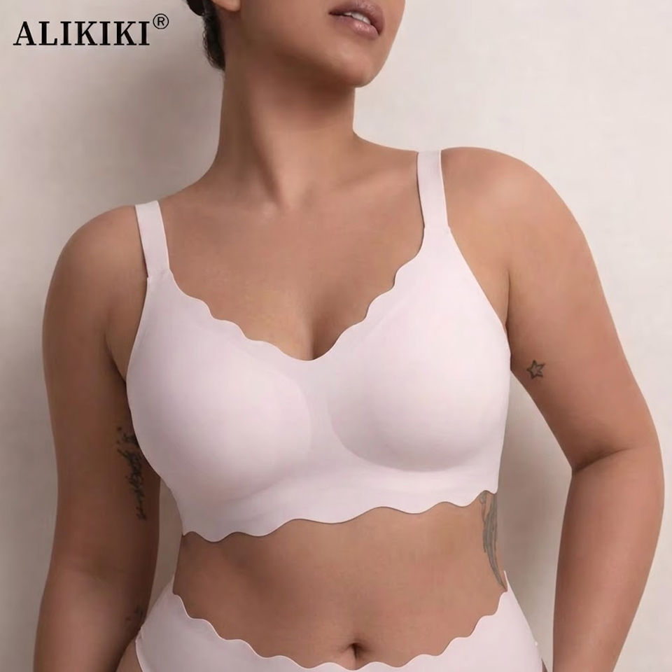 Mastectomy Bra Pocket - シームレスワイヤレスサポートブラ、プッシュアップ、快適で柔らかく、アンダーワイヤーなし、フルカバータイプのTシャツブラ、プラスサイズブラレット（女性用）