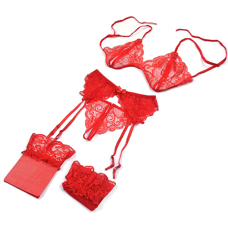 1セットの女性用レースランジェリー、スリングオープンプッシュ - Sheer Mesh Bra のレビューと価格
