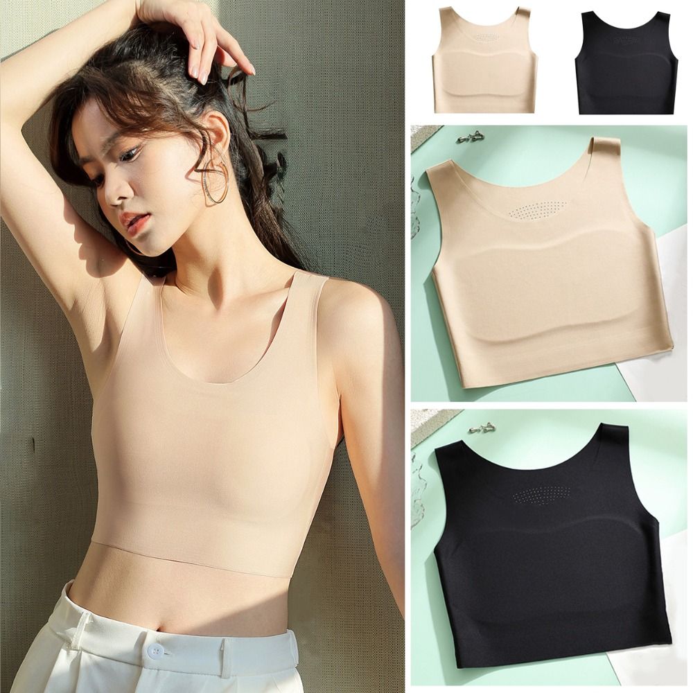 女性用アイスシルクシームレスワイヤレスビスチェ、Uネックスリ - Plunge Bra Push Up のレビューと価格
