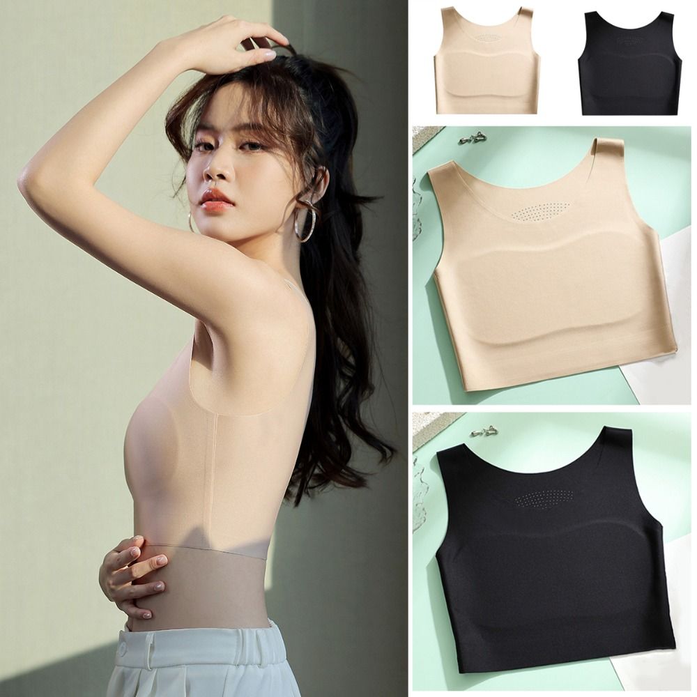 女性用アイスシルクシームレスワイヤレスビスチェ、Uネックスリ - Plunge Bra Push Up のレビューと価格