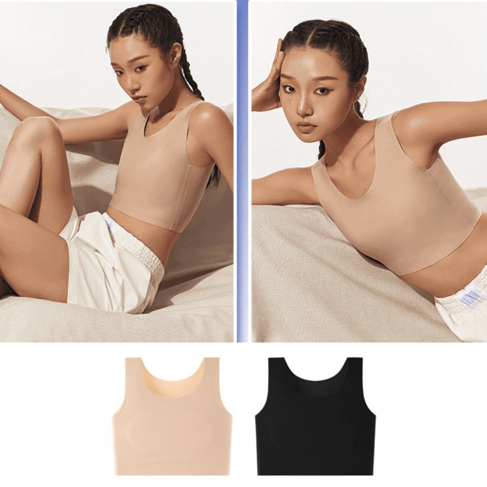 女性用アイスシルクシームレスワイヤレスビスチェ、Uネックスリ - Plunge Bra Push Up のレビューと価格