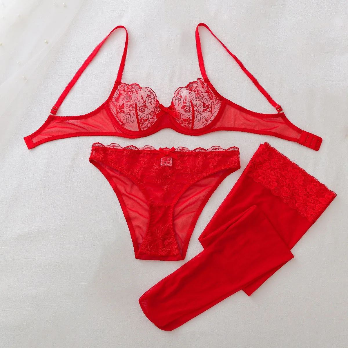 シースルーメッシュエロティックセット レディース レッドロー - Sheer Mesh Bra のレビューと価格