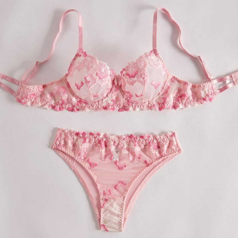 シアーな花柄刺繍レースのビキニランジェリーセット、セクシーな - Sheer Bra Lace のレビューと価格
