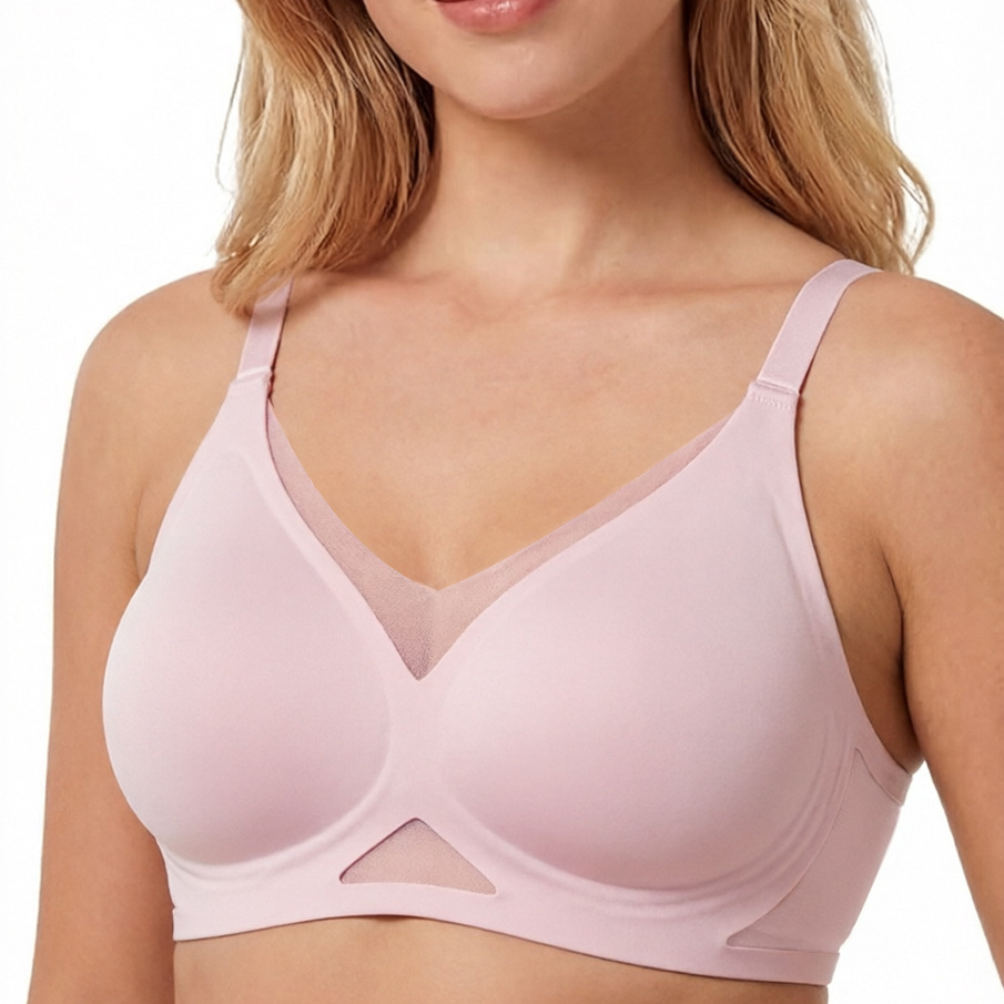 女性用シームレスワイヤレスブラ、メッシュパネル付き、通気性の - Plunge Bra Push Up のレビューと価格