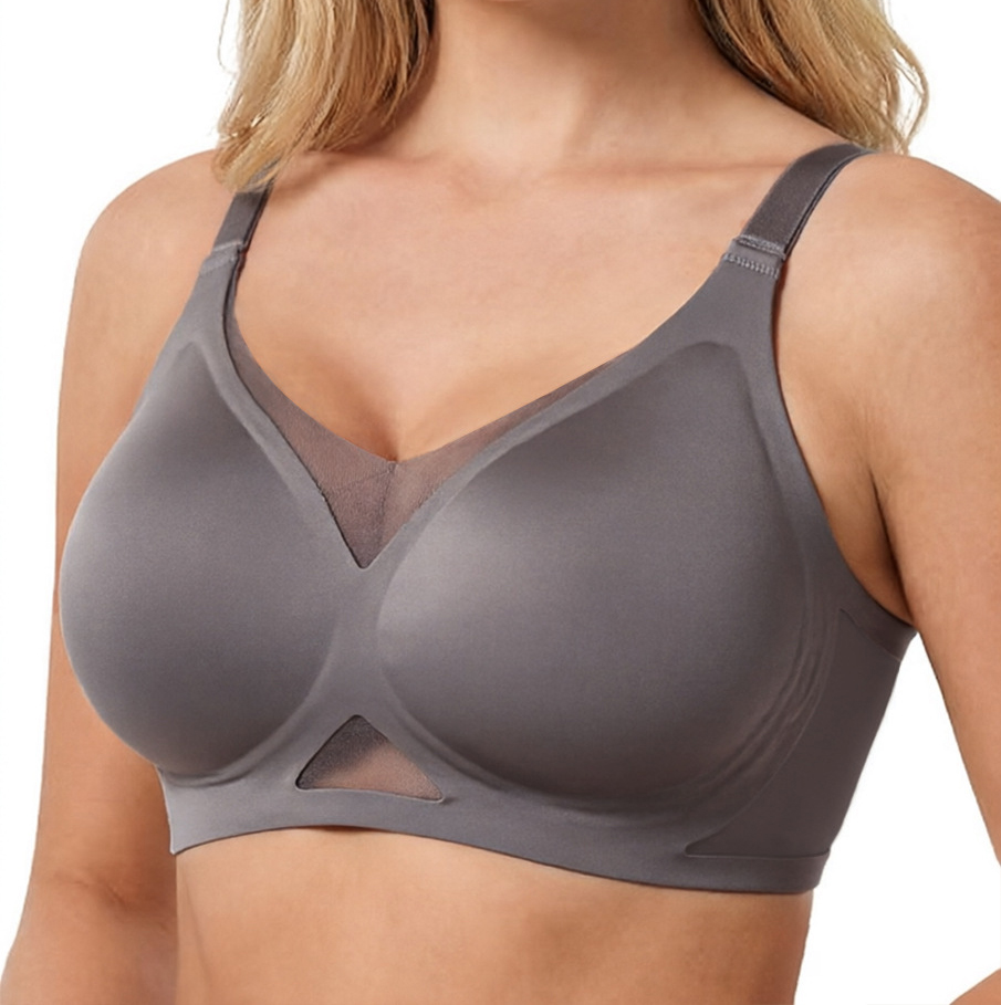 女性用シームレスワイヤレスブラ、メッシュパネル付き、通気性の - Plunge Bra Push Up のレビューと価格
