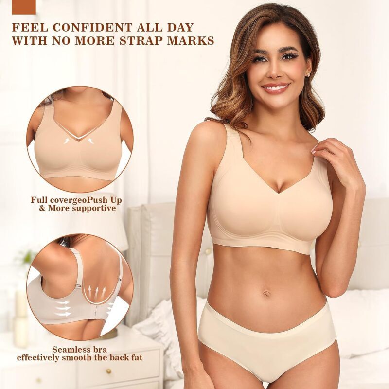 女性用シームレスワイヤレスプッシュアップブラ、フルカバー、幅 - Mastectomy Bra Pocket のレビューと価格