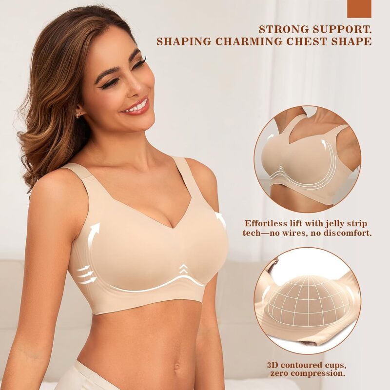 女性用シームレスワイヤレスプッシュアップブラ、フルカバー、幅 - Mastectomy Bra Pocket のレビューと価格