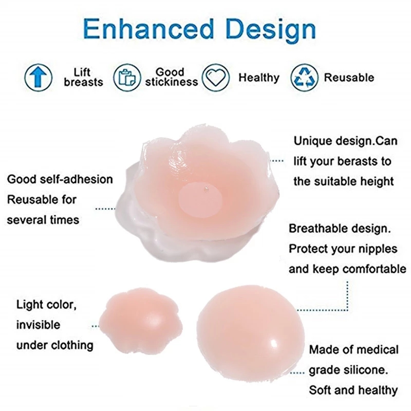 女性用の再利用可能なシリコン胸の花びら,乳首カバー,目に見え - Strapless Bra Adhesive のレビューと価格